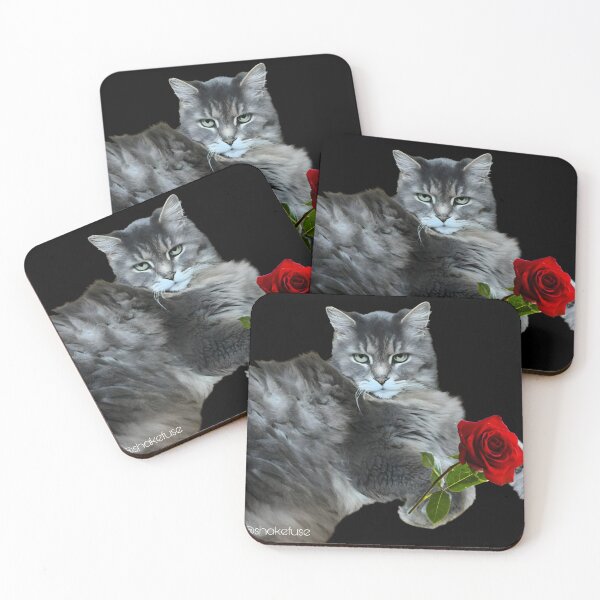 Item preview, Majestic Maine Coon Cat with Red Rose - Dark Aesthetic designed and sold by shakefuse.