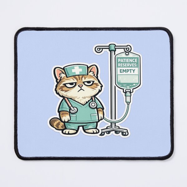 Item preview, Grumpy Tabby Cat Nurse Medical Healthcare Worker Gift designed and sold by Gentlestate.