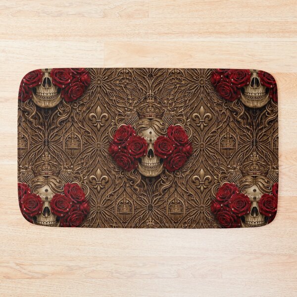 Item preview, Dark Academia Romance Gothic Skull & Red Rose Damask Pattern designed and sold by cabuks.