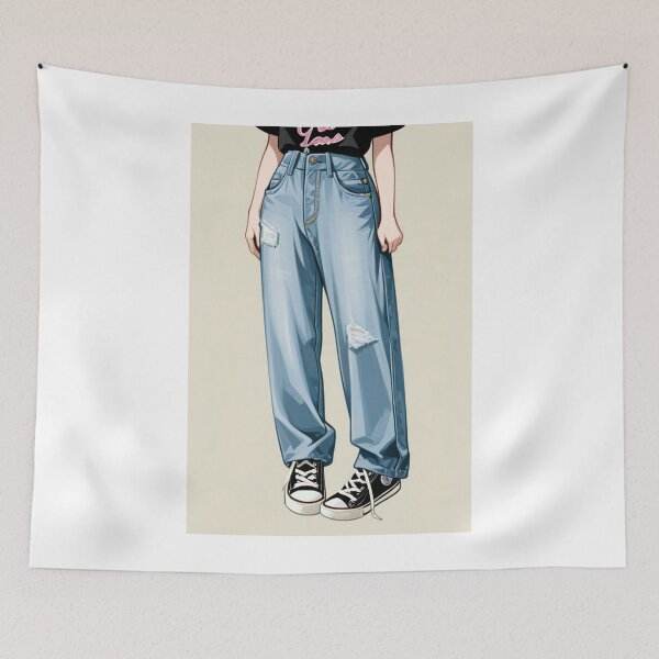 Item preview, Fashion - Casual outfit black tee distressed jeans designed and sold by AnimeShin.