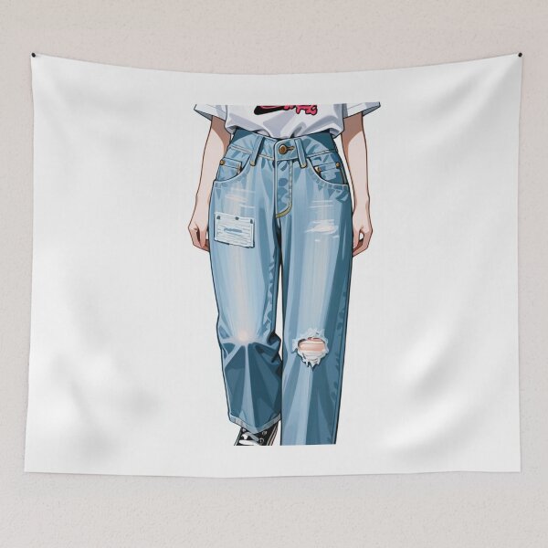 Item preview, Fashion - Casual outfit white tee distressed jeans designed and sold by AnimeShin.