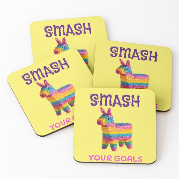 Item preview, "Smash your goals" slogan with colorful piñata designed and sold by Mauswohn.