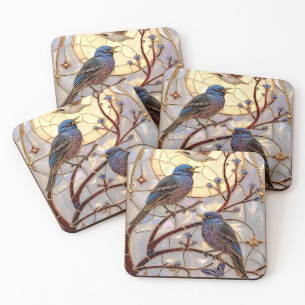 Item preview, Blue Birds in Celestial Stained Glass designed and sold by BriSher.