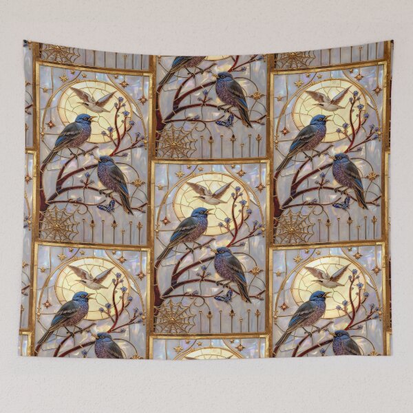 Item preview, Blue Birds in Celestial Stained Glass designed and sold by BriSher.