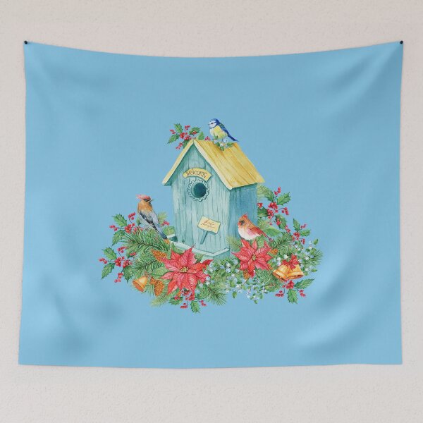 Item preview, Watercolor Birdhouse Flowers and Animal Lovers Birds designed and sold by FoulPoint.