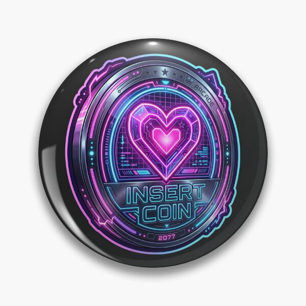 Item preview, Insert Coin Retro Arcade Token Neon Heart Gaming Coin designed and sold by RetroRewind Studio.