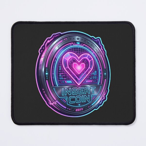 Item preview, Insert Coin Retro Arcade Token Neon Heart Gaming Coin designed and sold by RetroRewind Studio.