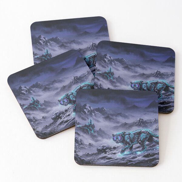 Item preview, Cyberpunk Japanese Sumie Cyan Snow Leopard Mountains designed and sold by Osmose-Studio.