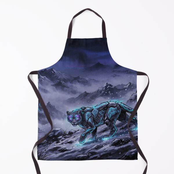 Item preview, Cyberpunk Japanese Sumie Cyan Snow Leopard Mountains designed and sold by Osmose-Studio.