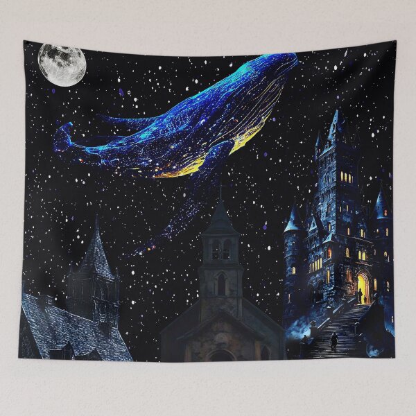 Item preview, Cosmic Whale over Gothic castle  designed and sold by FahdSpaceArt.