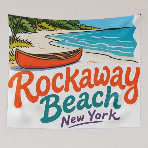 Item preview, Rockaway Beach NY Cute Retro Canoe  designed and sold by HowToCanadian.