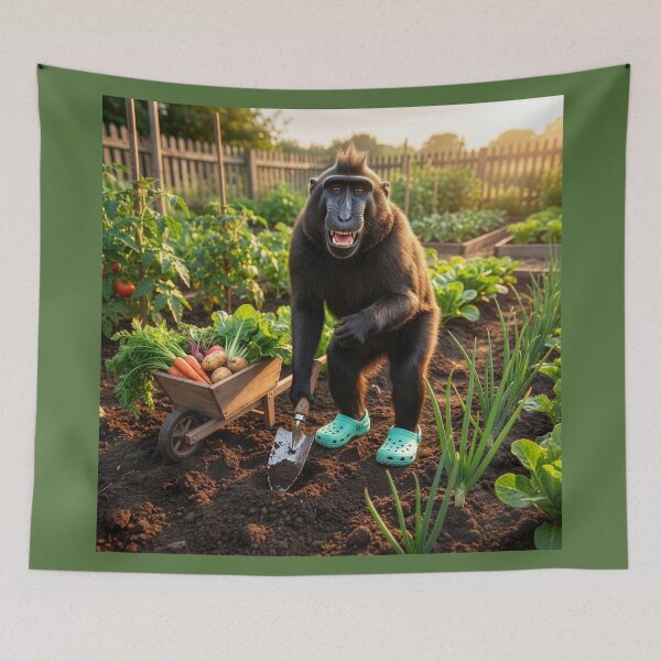 Item preview, Black Crested Macaque Gardener designed and sold by Tridentulus.