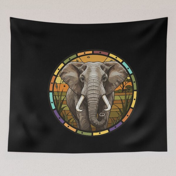 Item preview, Majestic Elephant Stained Glass Safari Art designed and sold by d247.