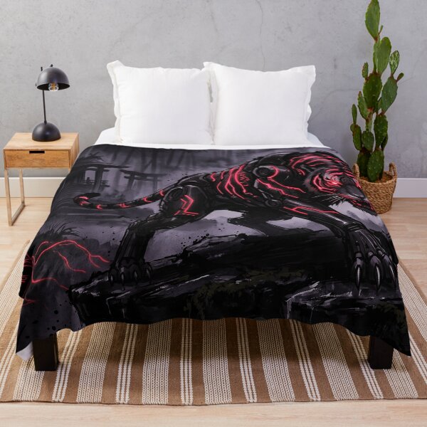 Item preview, Cyberpunk Japanese Sumie Red Tiger Bamboo Forest designed and sold by Osmose-Studio.