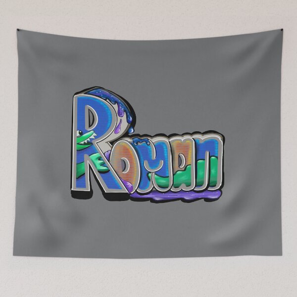 Item preview, Roman Personalized Custom name Boys Men Teens Blue Graffiti Bubble Letters Streetwear Typography Art designed and sold by Artonmytee.