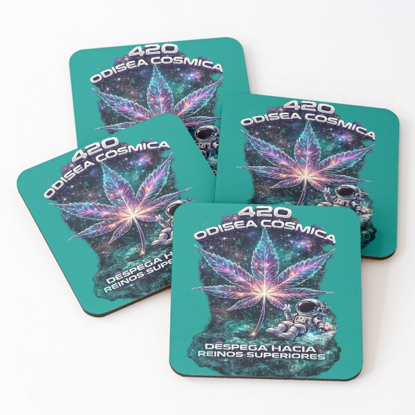 Item preview, 420 ODISEA COSMICA - Hoja de cannabis | Despegando hacia reinos superiores: arte de un astronauta fumeta designed and sold by Alchemy Forge.