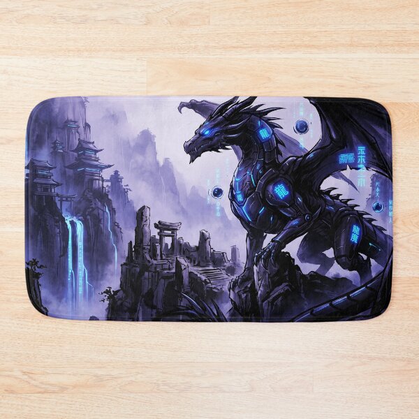 Item preview, Cyberpunk Japanese Sumi-e Blue Dragon Mist designed and sold by Osmose-Studio.