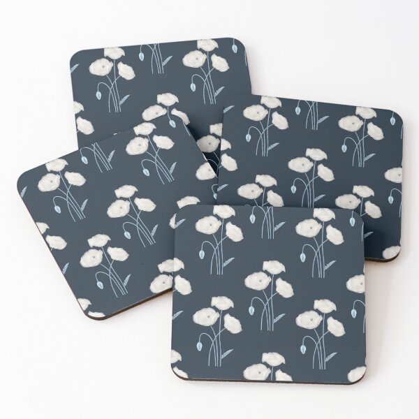Item preview, Watercolor Poppy Pattern | White Navy Elegant Seamless Floral Botanical designed and sold by Dino-Lune.
