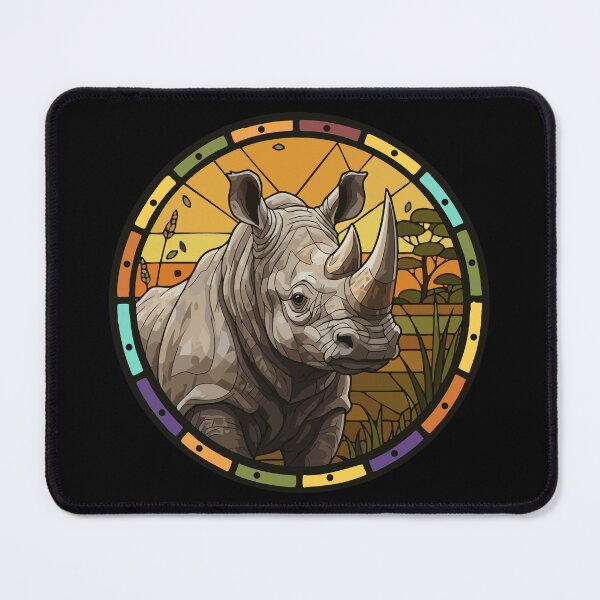 Item preview, Stained Glass Rhino Sunset Safari Animal Art designed and sold by d247.