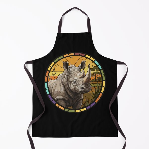 Item preview, Stained Glass Rhino Sunset Safari Animal Art designed and sold by d247.