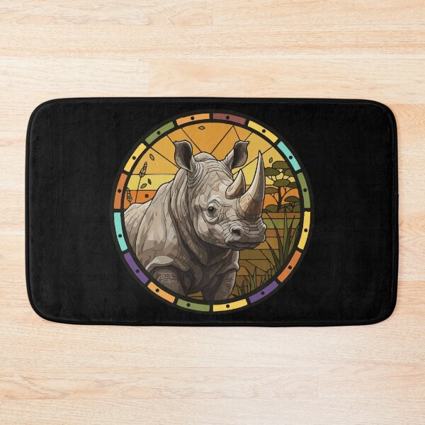 Item preview, Stained Glass Rhino Sunset Safari Animal Art designed and sold by d247.