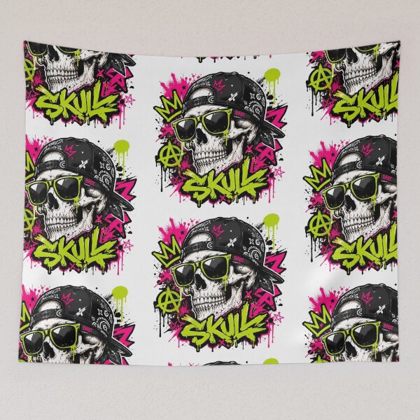 Item preview, Graffiti Skull Sticker | Urban Street Art Design | Neon Punk Artwork designed and sold by StickersHul.