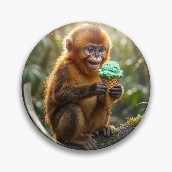Item preview, Golden Snub Nosed Monkey Eats an Ice Cream Cone designed and sold by Tridentulus.