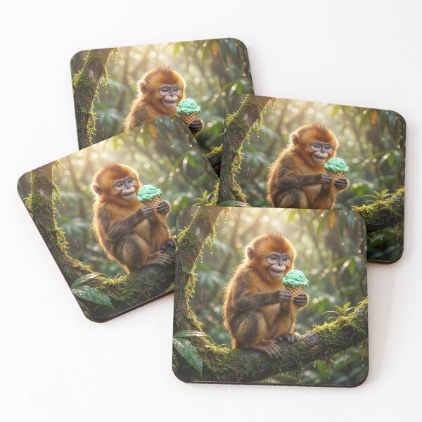 Item preview, Golden Snub Nosed Monkey Eats an Ice Cream Cone designed and sold by Tridentulus.