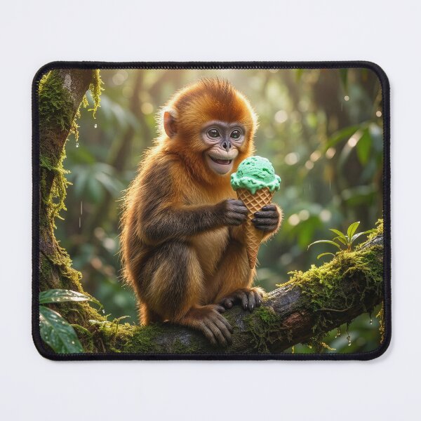 Item preview, Golden Snub Nosed Monkey Eats an Ice Cream Cone designed and sold by Tridentulus.