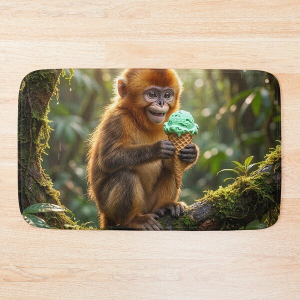 Item preview, Golden Snub Nosed Monkey Eats an Ice Cream Cone designed and sold by Tridentulus.