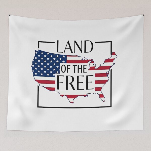 Item preview, USA Flag Map Land Of The Free Independence Day Patriotic (black) designed and sold by DH-ArtLab.