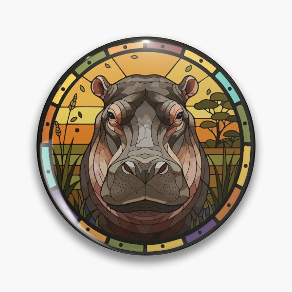Item preview, Stained Glass Hippo African Safari Wildlife designed and sold by d247.