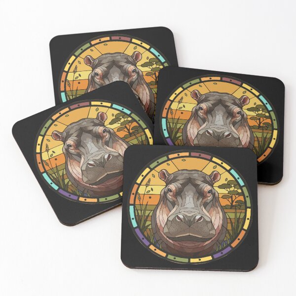 Item preview, Stained Glass Hippo African Safari Wildlife designed and sold by d247.