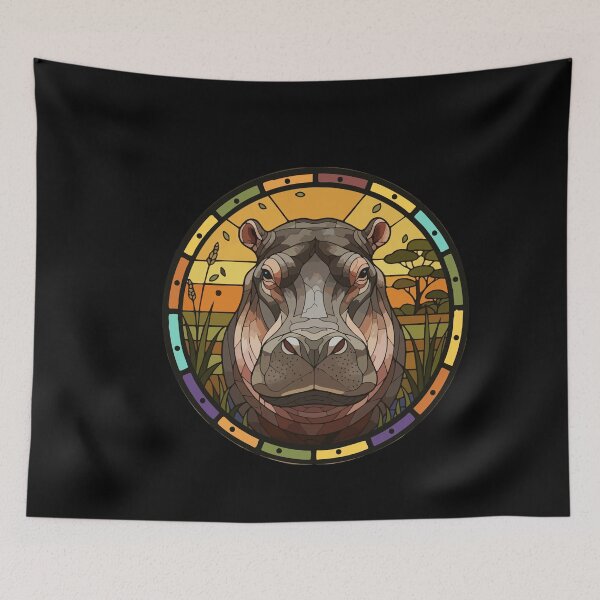 Item preview, Stained Glass Hippo African Safari Wildlife designed and sold by d247.