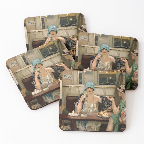 Item preview, Evening at the cafe by Tancrede Sinave - Art Deco Café Painting Flapper Women for Vintage Glamour Enthusiasts designed and sold by RickE.