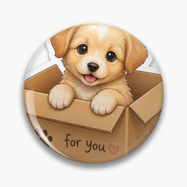 Aperçu de l'œuvre Autocollant Chiot Mignon dans une Boîte | Cadeau Adorable Chien Kawaii Dessin Animé créée et vendue par Deepstudio09.