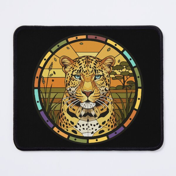 Item preview, Majestic Leopard Stained Glass Savanna Art designed and sold by d247.