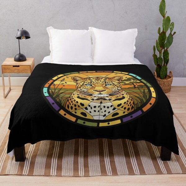 Item preview, Majestic Leopard Stained Glass Savanna Art designed and sold by d247.