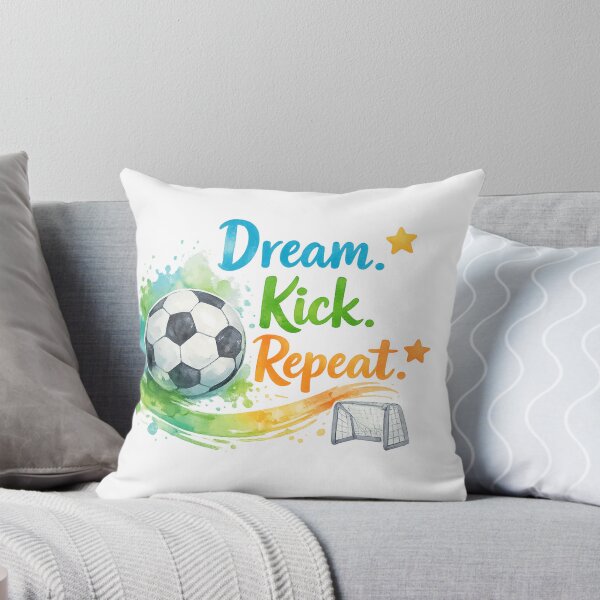 Item preview, Dream Kick Repeat Watercolor Soccer Motivation Design designed and sold by Joyloom.