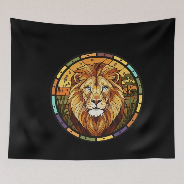 Item preview, Stained Glass Lion Head Wild Animal Art designed and sold by d247.