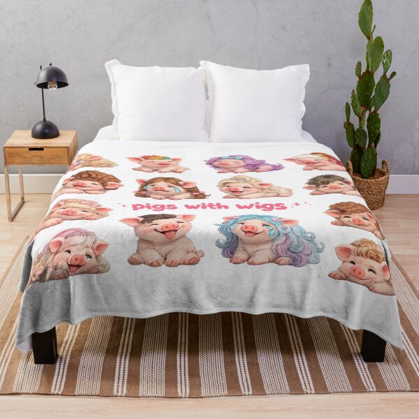 Item preview, Pigs With Wigs Wall Art – Cute Funny Piglet Hairstyles Animal Print designed and sold by Hookesmode.