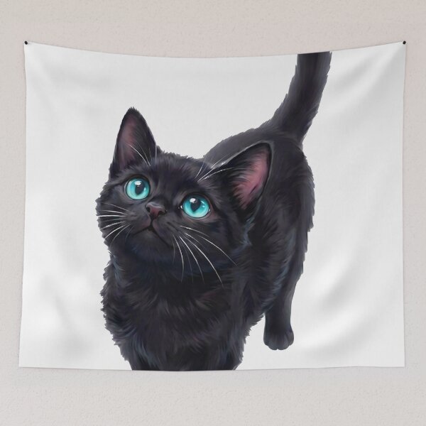 Item preview, Adorable Fluffy Black Kitten Looking Up designed and sold by Spiritualwall.
