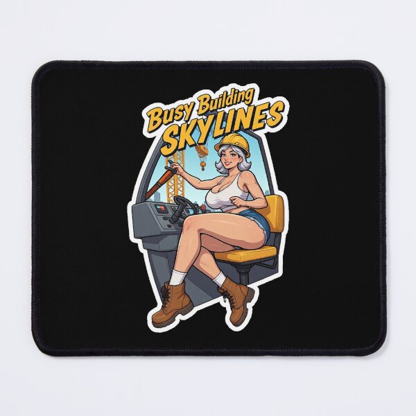 Item preview, Busy Building Skylines Crane Operator Hard Hat Pin Up Construction Worker Sticker designed and sold by TsAiDump.