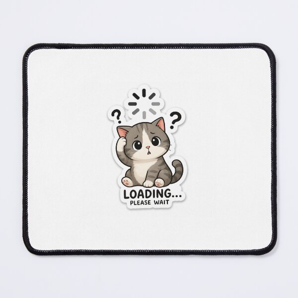 Item preview, Confused Loading Cat Sticker | Cute Please Wait Kitty Meme designed and sold by Deepstudio09.