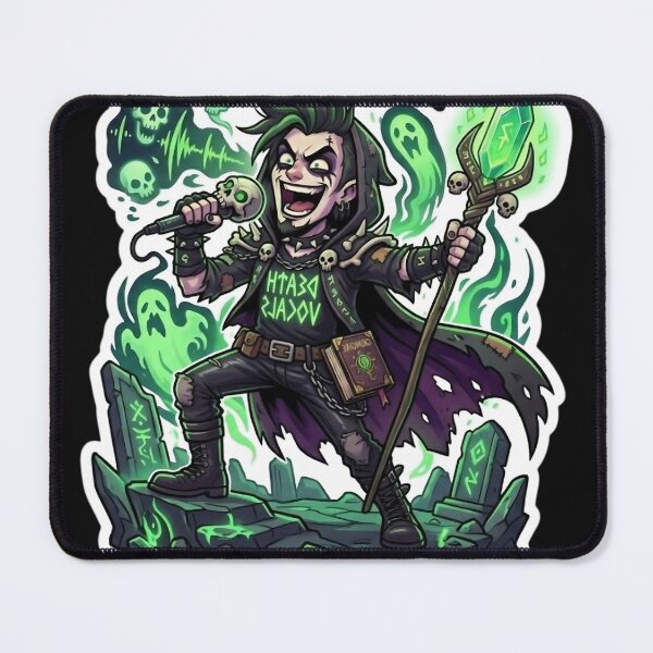 Item preview, Heavy Metal Necromancer Death Vocals Lich Cartoon Sticker designed and sold by DarkOriginArts.