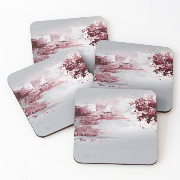 Item preview, Subtle Burgundy Gray Abstract Landscape - Textured Red Palette No.17 designed and sold by SlowRegardArt.