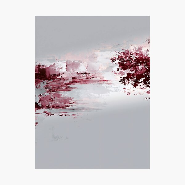 Item preview, Subtle Burgundy Gray Abstract Landscape - Textured Red Palette No.17 designed and sold by SlowRegardArt.