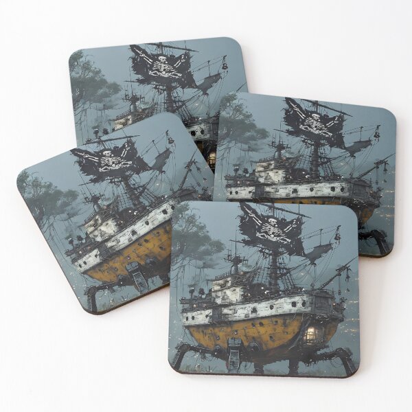 Item preview, Future Pirates - Futuristic Steampunk Ship Art designed and sold by Modern Nest Art.