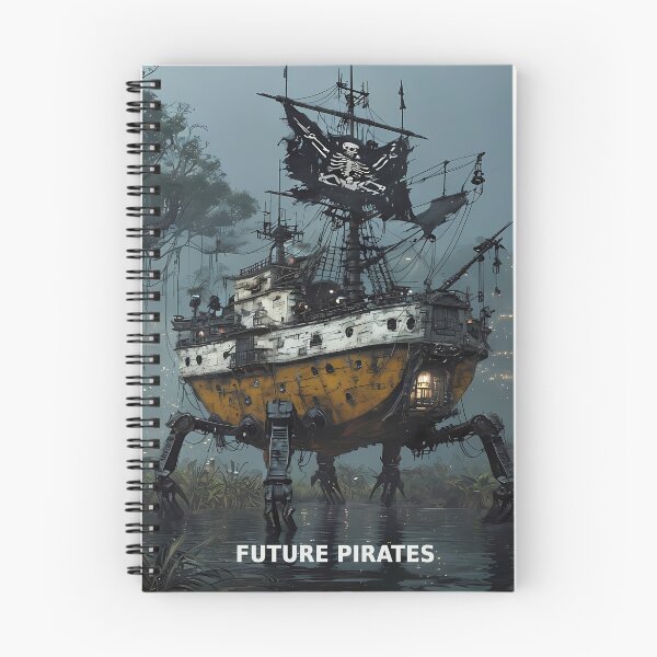 Item preview, Future Pirates - Futuristic Steampunk Ship Art designed and sold by Modern Nest Art.