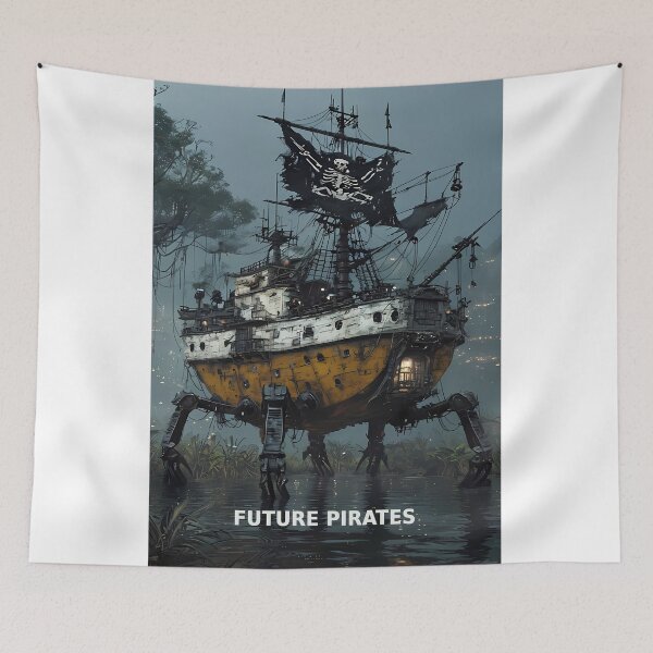 Item preview, Future Pirates - Futuristic Steampunk Ship Art designed and sold by Modern Nest Art.